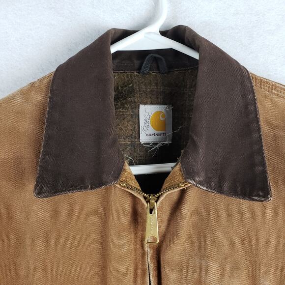 Carhartt Men's XL Blanket Lined Detroit Chore Jacket Brown Outdoor Work Coat - Picture 3 of 15